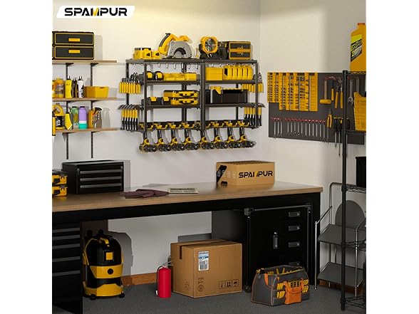 Garage Power Tool Organizer with Shelves