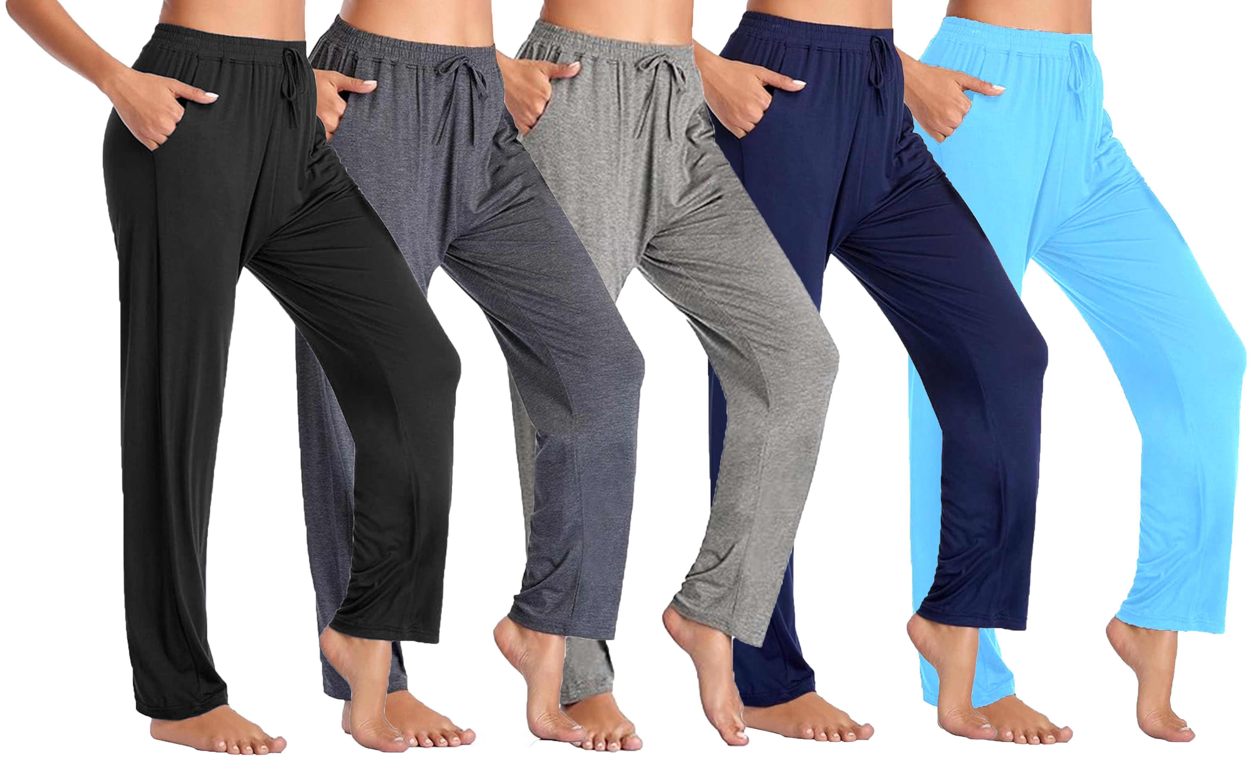 5Pk Womens Loose Fit Lounge Pants - Gallery 6