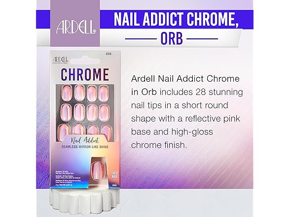 Ardell Nail Addict Chrome Press On Nails - Orb