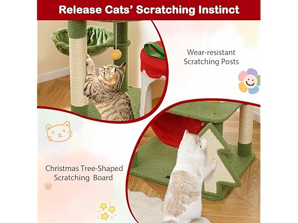 PETSITE 52 inch Christmas-Themed Cat Tree