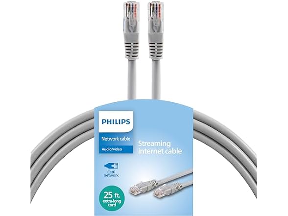Philips Cat6 Ethernet Cable, Extra Long 14 or 25 Ft Cord
