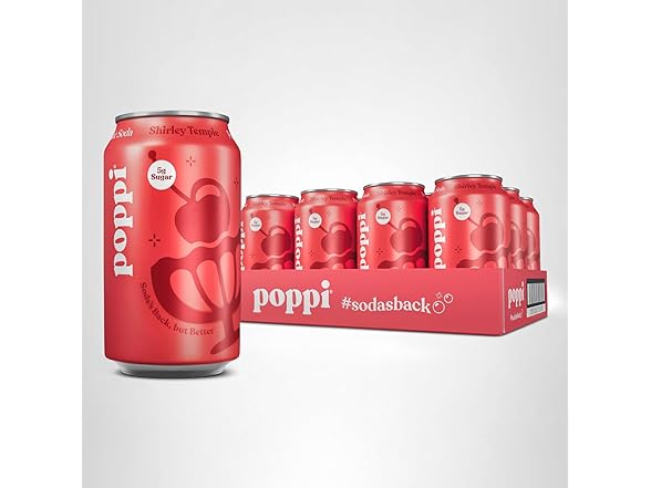 12PK Poppi Sparkling Prebiotic Soda Shirley Temple