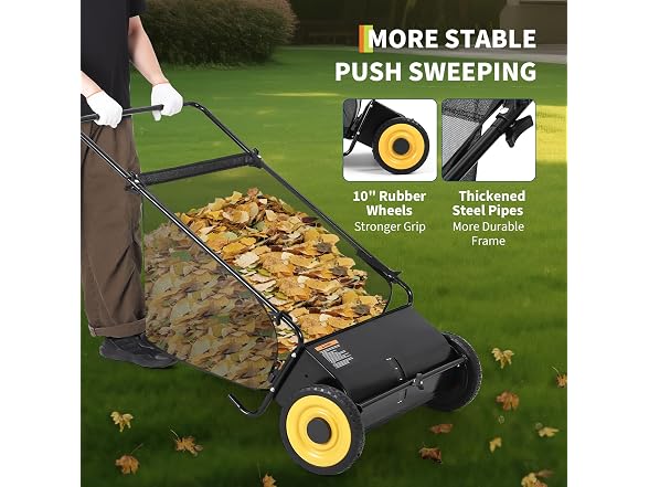 GAOMON 26-Inch Push Lawn Sweeper, Black