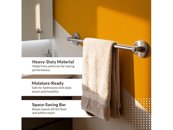 HIGHCRAFT 24 Inch Towel Bar, Brushed Nickel