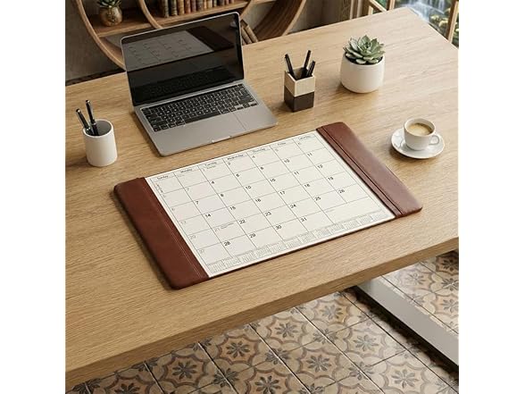 Dacasso Leather Desk Calendar pad, 25.5 x 17.25, Mocha - Gallery 4
