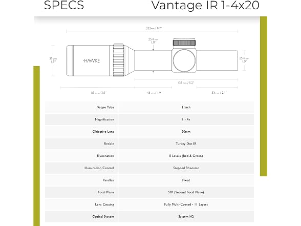 Hawke Vantage IR 1-4x20 Riflescope