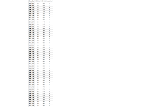 Size Chart