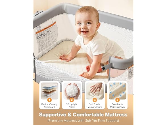 AOOTSMILE 3 in 1 Baby Bassinet Bedside Sleeper