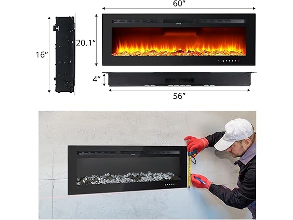 Takywep Electric Fireplace Heater - 60-Inch