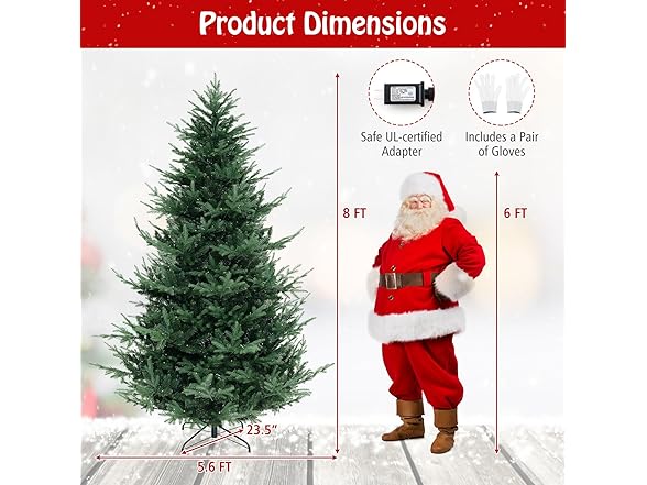 Goplus 8ft Pre-lit Artificial Christmas Tree