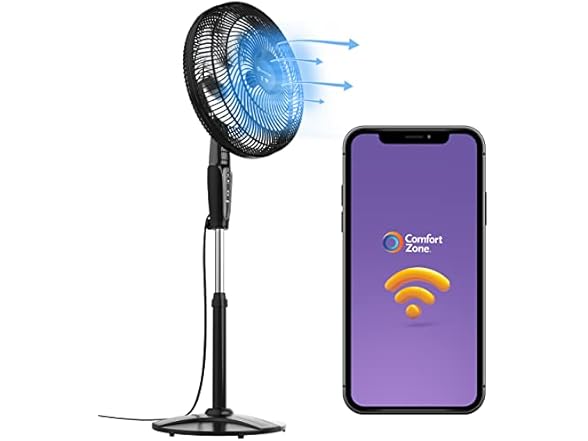 Comfort Zone Smart Oscillating Stand Fan