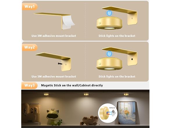 Lightbiz Picture Light Gold 3 Pcs