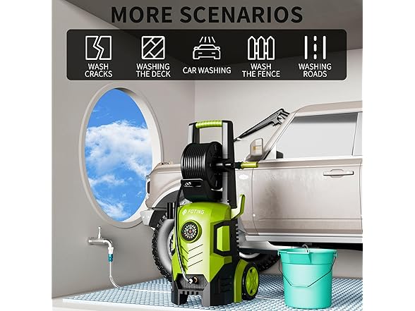 2025Upgraded Pressure Washer 5000PSI with Adj-8-Level Touch Screen, 34" Tall Power Washer, 4 Quick Connect Nozzles, Inlet Hose&Filter&500mlFoam Cannon for Cars/Fences/Driveways, Green (Open Box)