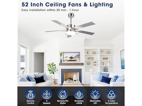 Parrot Uncle F6013 52 Inch Chandelier Ceiling Fan