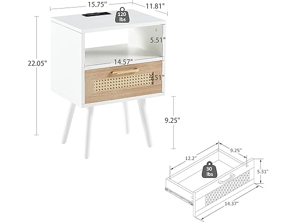 Tzou Night Stand, White