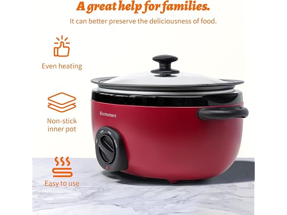 Slow Cooker 6+ Quart Red 6.5Qt Slow Cooker 