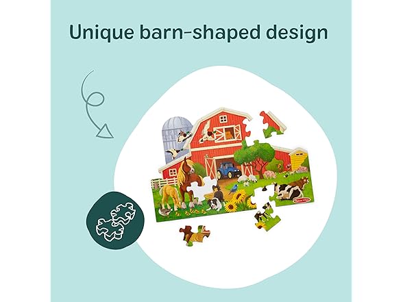 Melissa & Doug Busy Barn Shaped Jumbo Floor Puzzle, 32-Piece