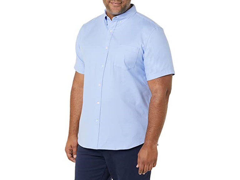 Amazon Essentials Mens Slim Fit Short Sleeve Stretch Oxford Shirt
