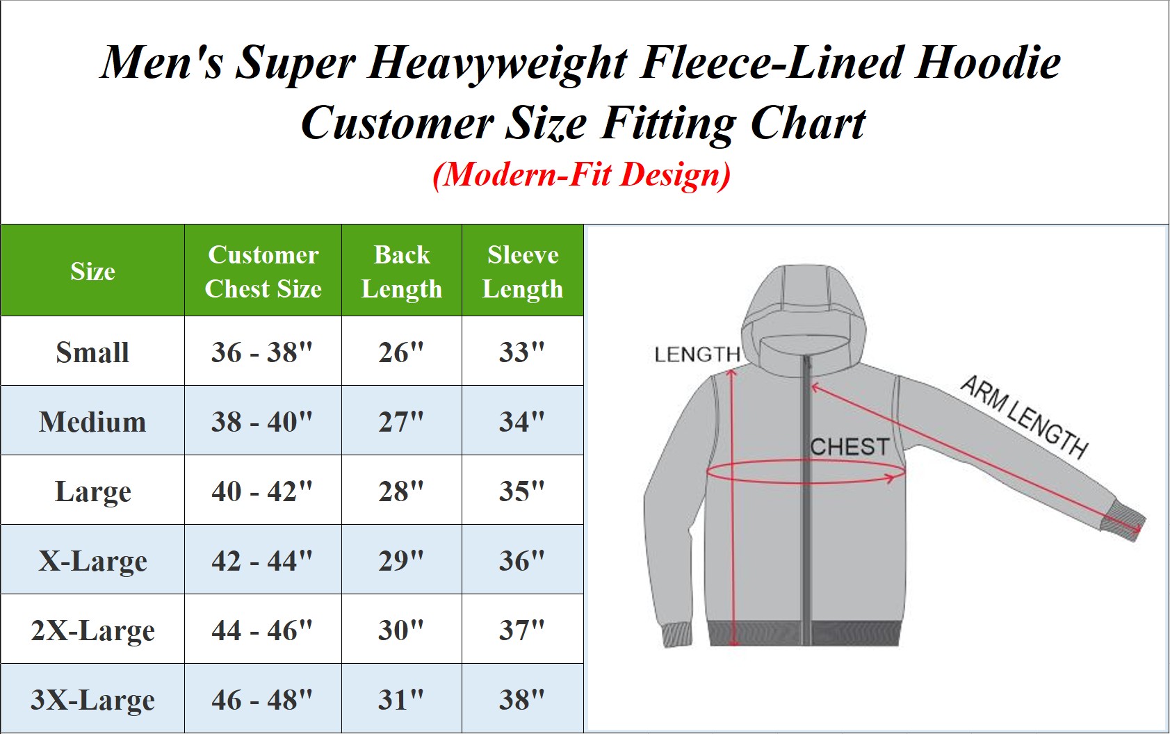 3Pk Mens Heavyweight Fleece-Lined Full Zip Hoodie - Gallery 8