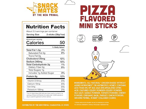 New Primal Pizza Chicken Sticks, 40pk