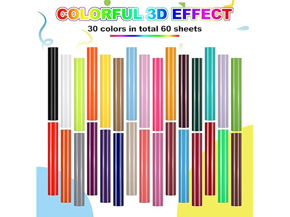 60 Pack Treela 3D Puff Iron On Vinyl