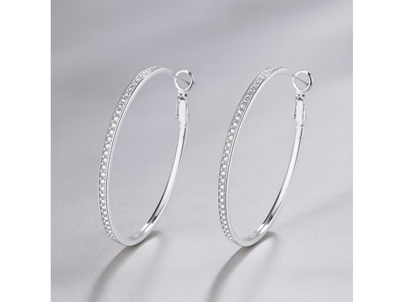 14K White Gold Large Hoop Earrings