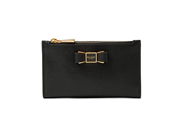 kate spade new york Morgan Bow Embellished Saffiano Leather Small Slim Bifold Wallet