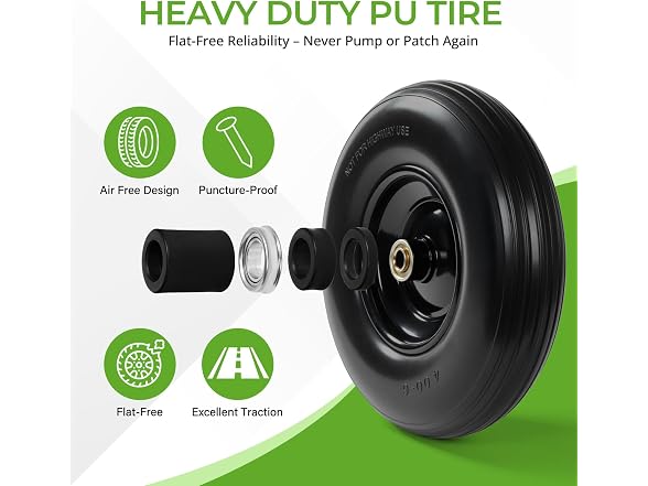 13-Inch Flat-Free PU Tire, 2-Pack - Gallery 4