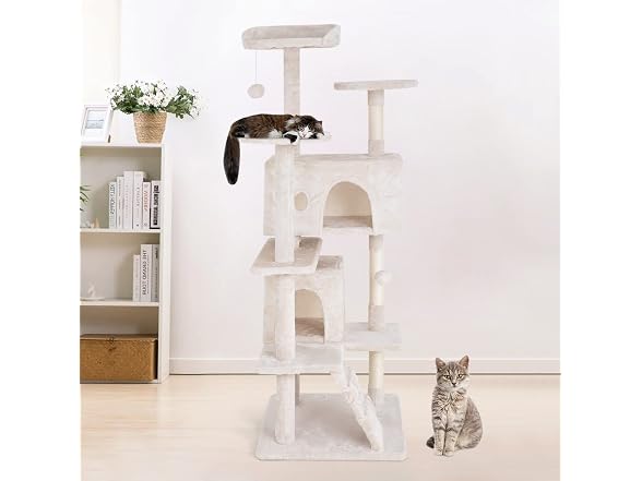 PayLessHere Cat Tree 54in Tower with Cat Scratching Post