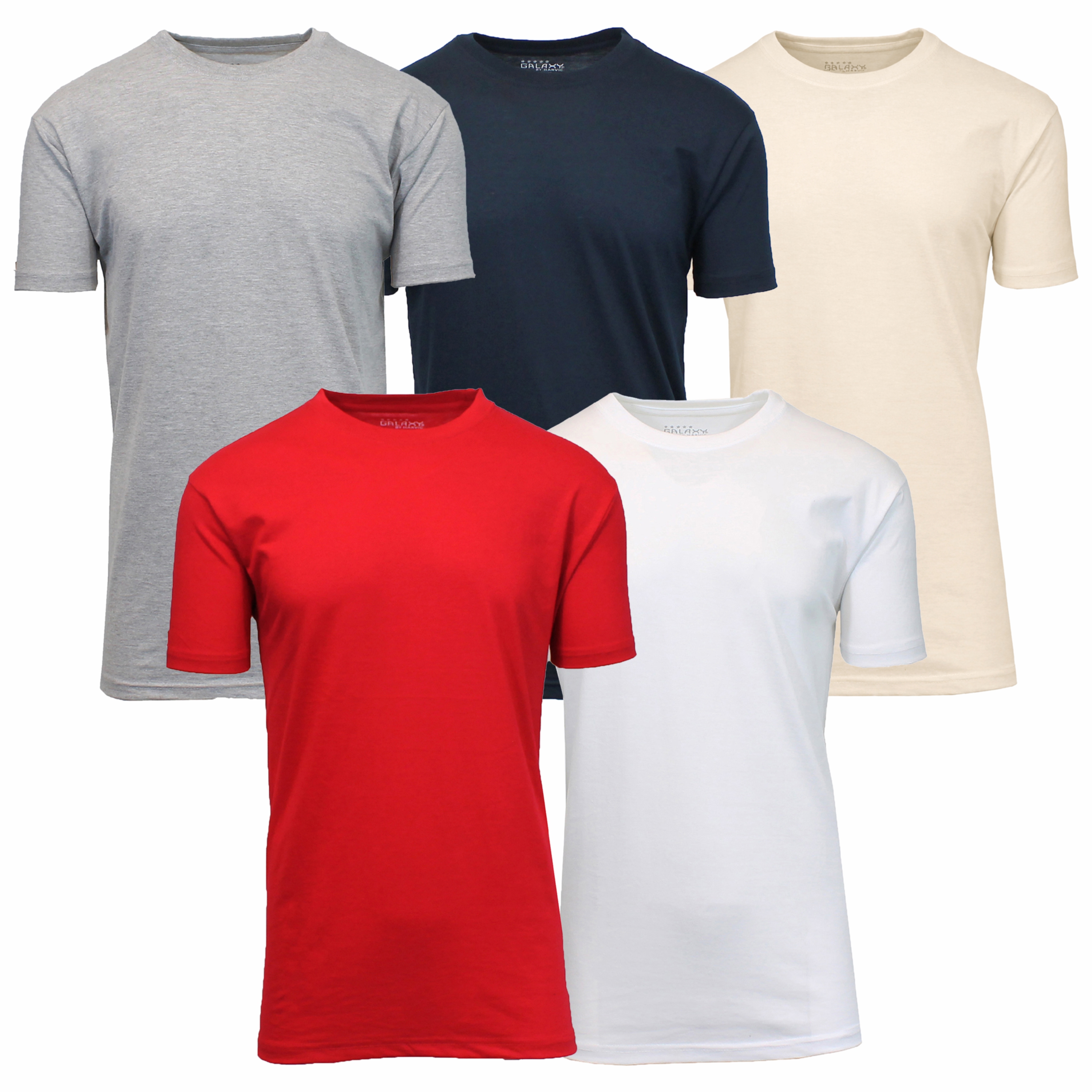 5Pk Mens S/S Crew Neck Solid Tee - Gallery 11