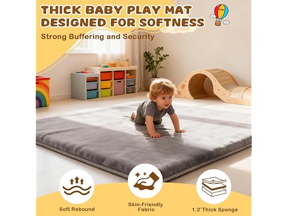 Yozoia Grey Baby Play Mat 50" x 50"