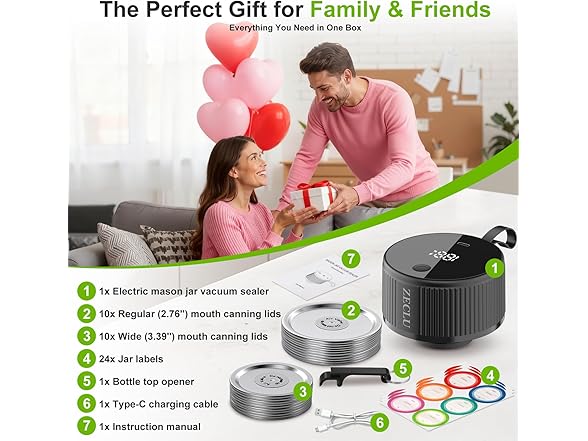 Zeclu Electric Mason Jar Vacuum Sealer