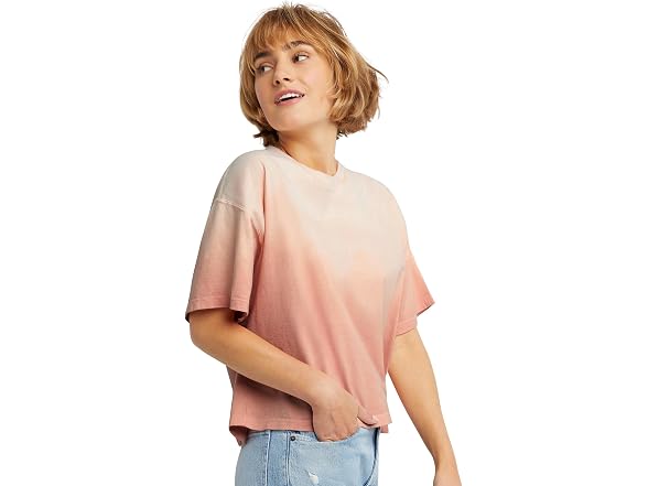 Hanes Women (M) T-shirt Cantaloupe Orange Fake Omb