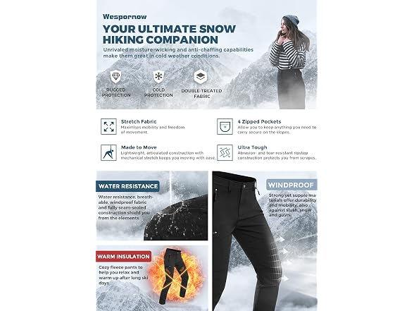 Wespornow Women's (XXL) Fleece Hiking Pant