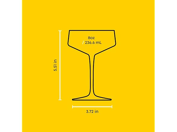 JoyJolt Sidney Cocktail Coupe Glasses Set of 4