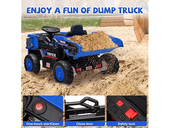 12V Ride On Dump Truck,Blue