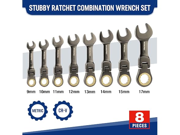 WORKPRO 8-piece Stubby Wrench Set,Metric