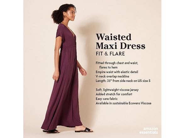 Amazon Essentials Womens Waisted Maxi Dress