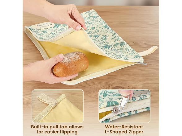 Uoxfill Beeswax Bread Bags, 2-Pack