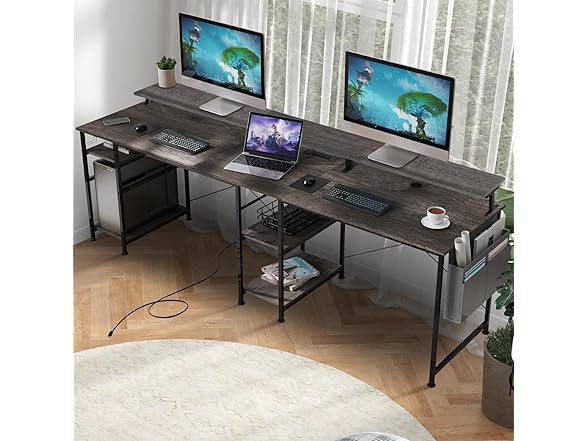 wOod-it L Shaped Gaming Desk with LED Lights, 55 Inch