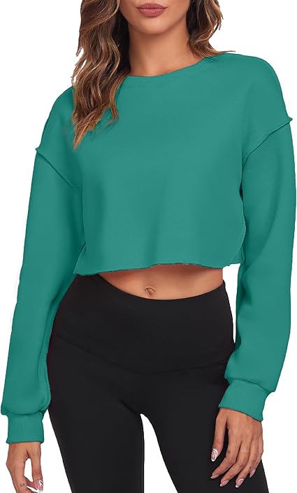 Fkeep Women Cropped Sweatshirts Long Sleeves Tops - Gallery 31