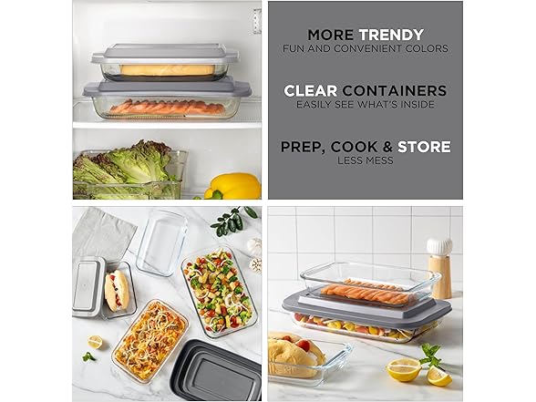 8 Pc Glass Baking Dish Set with Lids