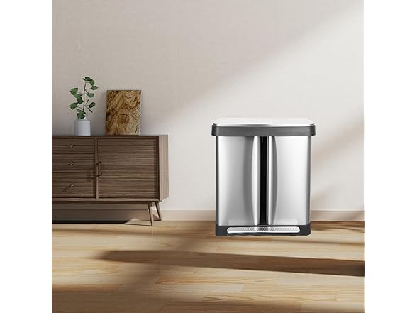 Takywep 19 Gal Dual Trash Can, 36L+36L Stainless Steel