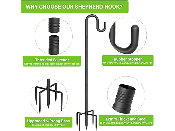 Gientan Shepherds Hooks for Outdoor