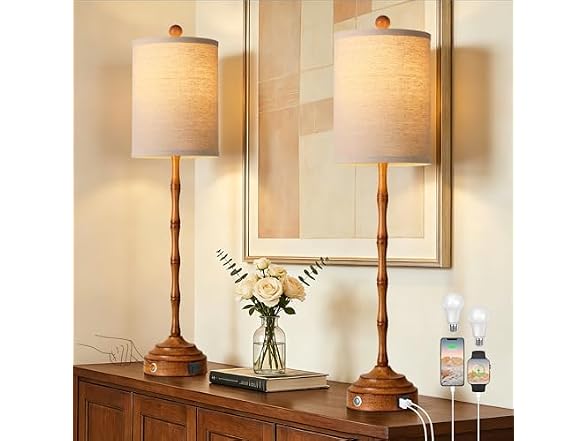 Qimh Tall Skinny Beside Lamps Set of 2