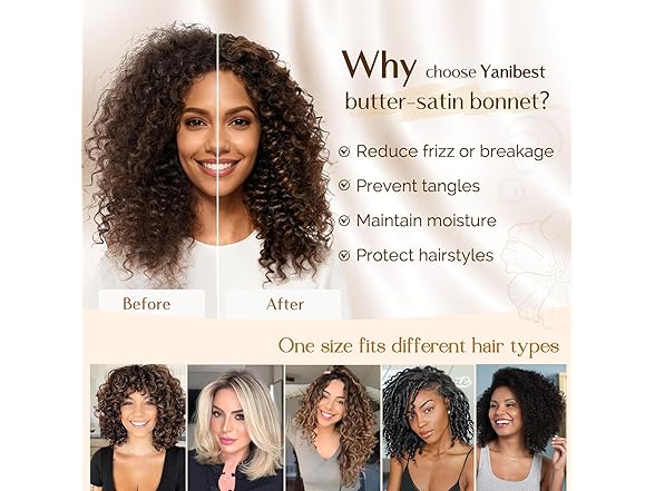 YANIBEST AdjustableSatin Bonnet for Sle