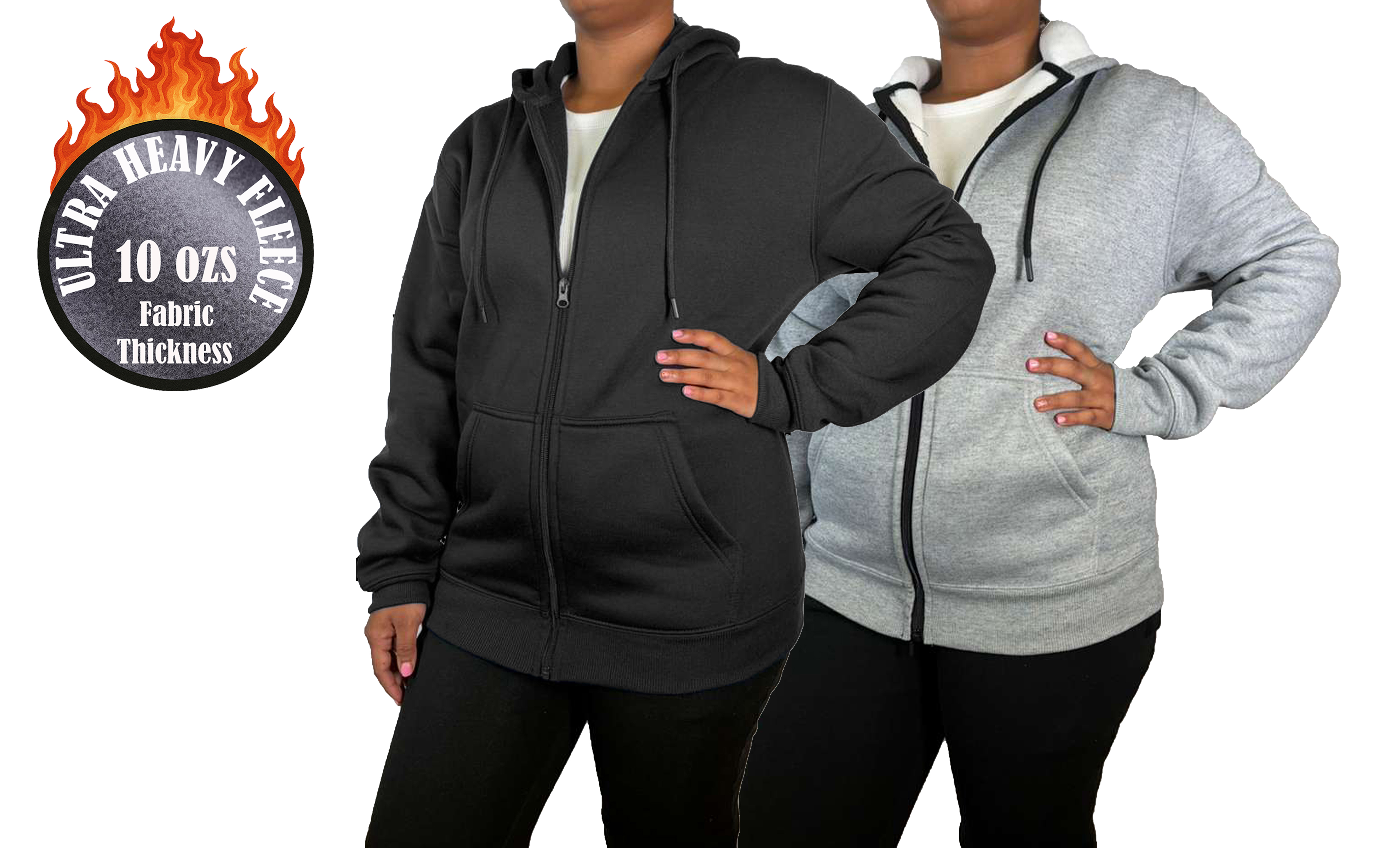 Womens Heavyweight Fleece-Lined Full Zip Hoodie - Gallery 22