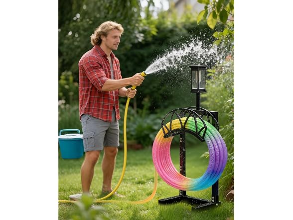HZE Solar Garden Hose Holder Stand