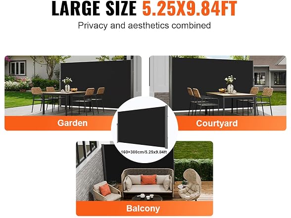Retractable Side Awning, 71''x 118'' Aluminum