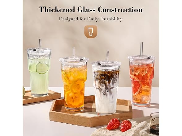 GOSCHE 20oz Iced Coffee Cups w/Straws